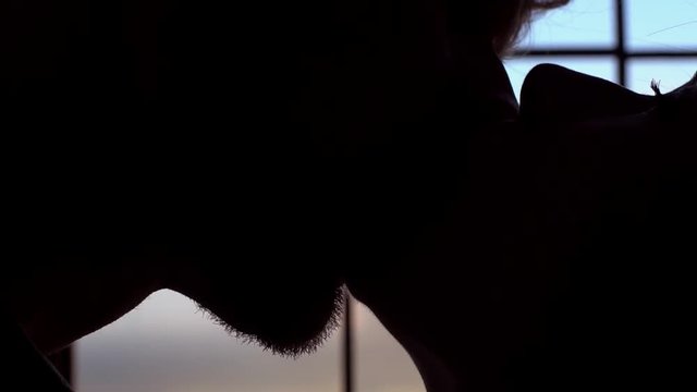 Young couple at home together saint valentine's day concept dusk passion close-up