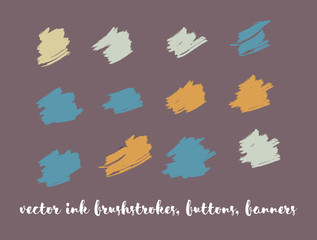 Trendy Paint Vector Brush Strokes. Brown Ink Splats, Banners, Chocolate Smears. Hipster Graffiti Ads Borders, Vintage Paintbrush Doodles. Tasty Chocolate Smears, Trendy Paint Vector Brush Strokes.