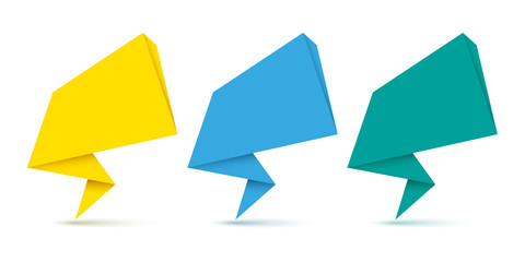 Set of origami speech bubbles. Vector illustration.