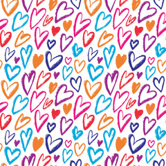 Rainbow Hearts seamless pattern. Vector repeating texture. Bright ornament for wrapping paper, kids textile design or fashion prints. Valentines day or wedding colorful decoration