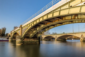 Railway bridge in Richmond in the winter morning, London