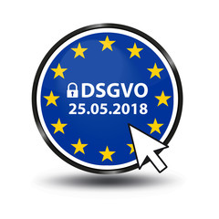 DSGVO Web Button mit Vorhängeschloss, EU-Flagge und Mauspfeil