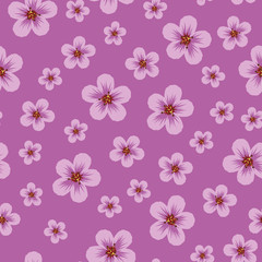 Seamless pattern from pink sakura flowers on a violet background