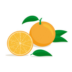Whole and cut oranges
