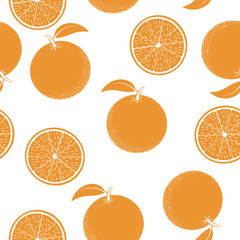 Seamless pattern of whole and cut oranges
