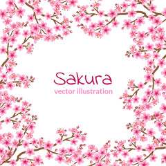 Obraz na płótnie Canvas branch of a pink blossoming cherry