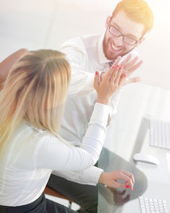 closeup photo of company employees. business background.