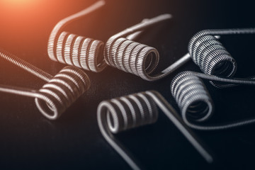 Coils for vape or e-cig dripping atomizers or RDA, accessories for vaping, macro shot