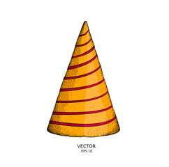 hat Happy Birthday's. Headgear hand-drawn sketch. Vector illustration