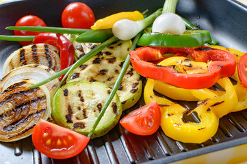 Grilled vegetables in a grill pan. Summer healthy food.
