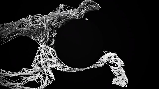 Futuristic particle mesh / circular logo reveal.