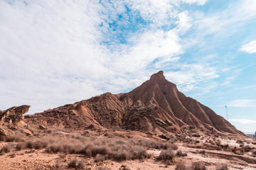 Desert landscape of the Bardenas Real in Navarra Spain