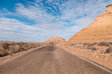 Desert landscape of the Bardenas Real in Navarra Spain