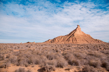 Desert landscape of the Bardenas Real in Navarra Spain