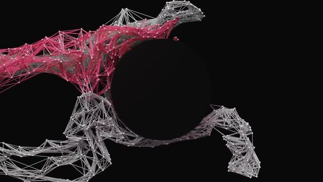 Futuristic particle mesh / circular logo reveal.