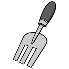 Hand Fork Illustration - A vector cartoon illustration of a garden Hand Fork.