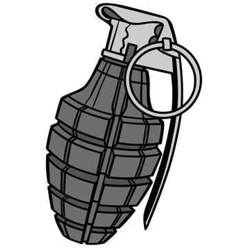 Hand Grenade Illustration - A vector cartoon illustration of a Military Hand Grenade.