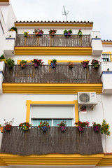Balcony. Balcony with flower pots. Estepona, Malaga, Spain. Picture taken – 24 february 2018.