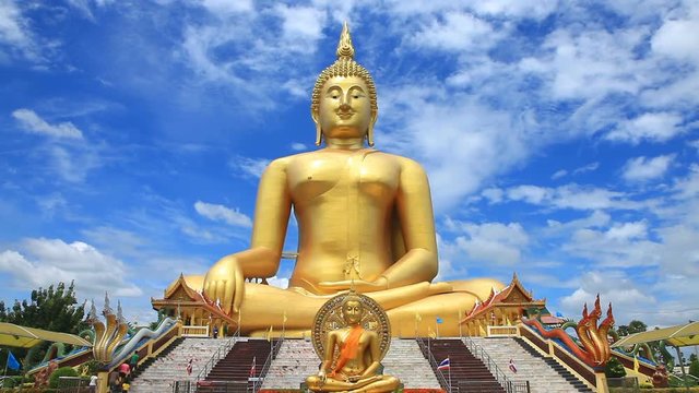 Big Golden Buddha Statue in Wat Muang, Ang Thong Province, Thailand