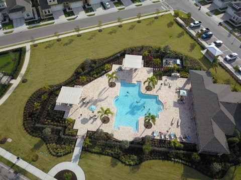 Community Pool Florida Drone Shot