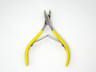 Nail cuticle scissors on white background. Isolated.