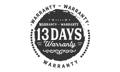 Fototapeta na wymiar 13 days warranty icon vintage rubber stamp guarantee