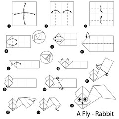 step by step instructions how to make origami A Fly Rabbit