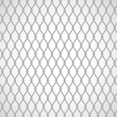 Metallic ringfence, lathing, net fence made of aluminum wire, symbol of isolation, restricted areas, private property, prison. Vector background, isolated on white.