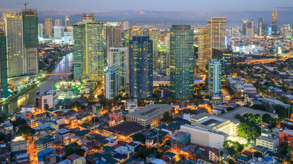 Eleveted, Night view of Rockwell, View from P Burgos Makati in Metro Manila, Philippines - obrazy, fototapety, plakaty