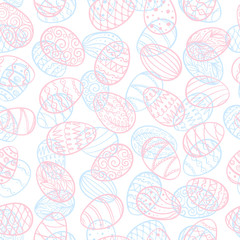 Beautiful seamless pattern of doodle easter eggs Isolated sketch. design background greeting cards and invitations to the Easter