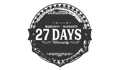 27 days warranty icon vintage rubber stamp guarantee