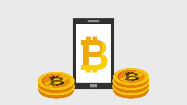 mobile phone bitcoin cryptocurrency stack growth animation