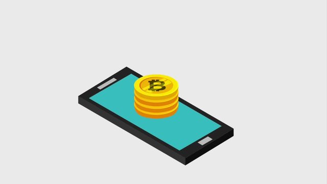 smartphone bitcoins currency virtual earnings business animation