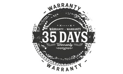 35 days warranty icon vintage rubber stamp guarantee