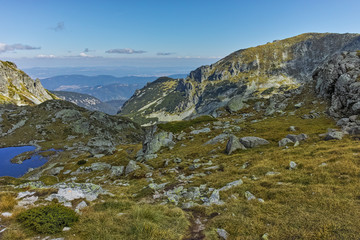 Fototapeta na wymiar Amazing landscape of Green hills of Rila Mountain, Bulgaria