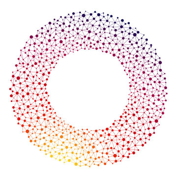 Circle illustration with unity for social media and networking. Technology network of connectivity cells or connected dots. Connecting the dots.