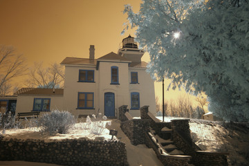 Mission Point Lighthouse in infrared