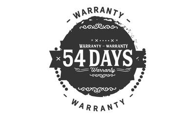 54 days warranty icon vintage rubber stamp guarantee