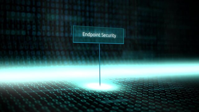 Digital landscape software defined typography with futuristic binary code - Endpoint Security