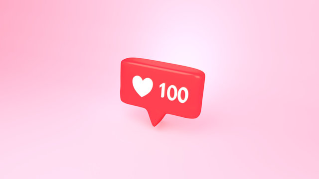 3d rendering picture of social media notification "one hundred likes" icon. - Powered by Adobe