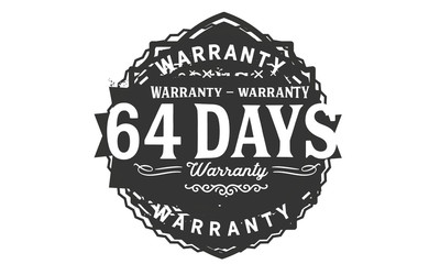 64 days warranty icon vintage rubber stamp guarantee