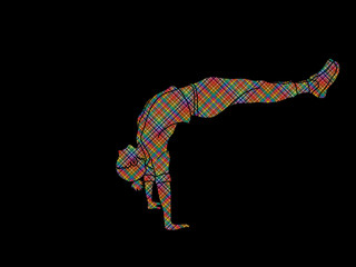 Street dance, B boys dance, Hip Hop Dancing action designed using colorful pixels graphic vector