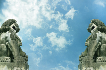 Chinese traditional stone lion carving