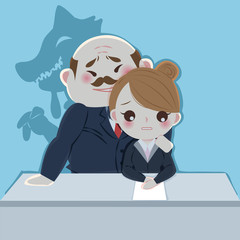 cartoon boss harassing woman