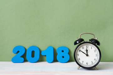 New year 2018 with alarm clock