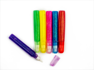 Set of markers isolated on white background