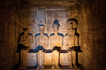 Ramesses II, Ra-Horakhty of Heliopolis, Ptah of Memphis and Amun-Ra of Thebes