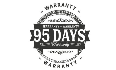 95 days warranty icon vintage rubber stamp guarantee