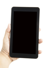 Unknown man showing blank screen on a phone