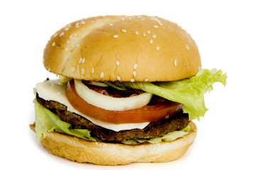 Tasty big burger with steak meat